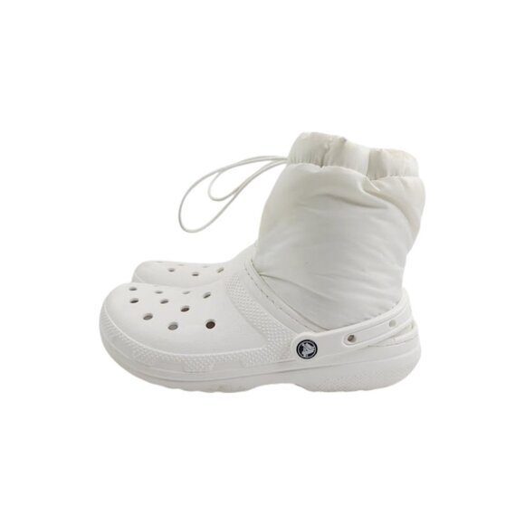 Crocs Women's White Lined Neo Puff Pull On Ankle Winter Boots Size 11 - Picture 1 of 9
